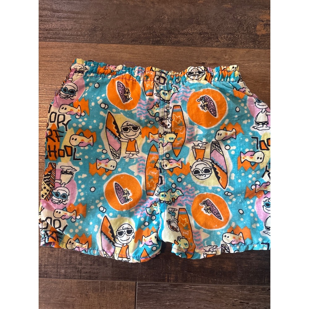 Vintage Joe Cool Snoopy Surf School Kids Swim Trunks Blue All Over Print Shorts - Picture 4 of 7